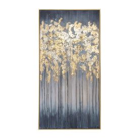 40" x 21" Abstract Trees Handpainted Framed Wall Art - Blue/Gold
