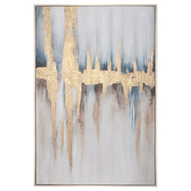 60" x 41" Abstract Handpainted Framed Canvas Wall Art - Blue