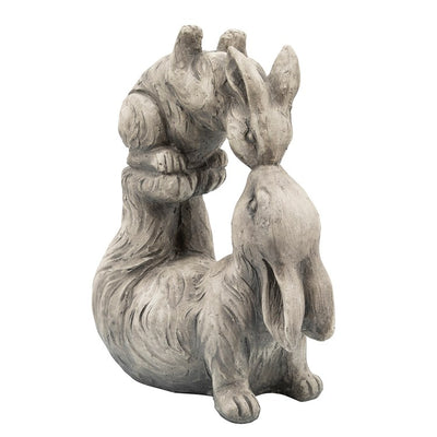 15" Polyresin Kissing Bunnies Figurine - Antique White