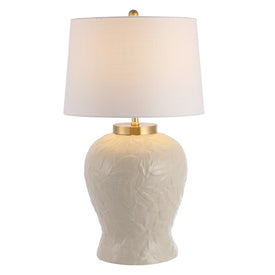 Regency Ceramic Palm Leaf LED Table Lamp - Cream