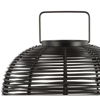 Kandella Woven Resin Wicker Outdoor Table Lantern-Style Lamp - Black