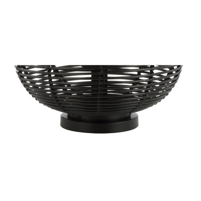 Kandella Woven Resin Wicker Outdoor Table Lantern-Style Lamp - Black