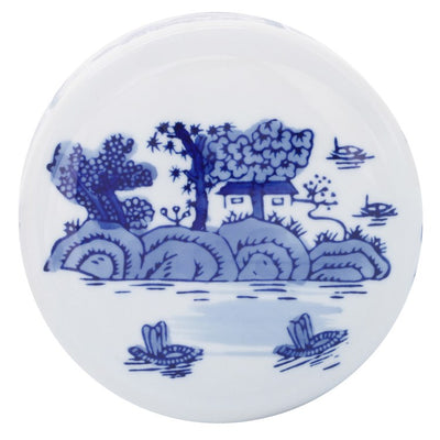 9" Ceramic Rounded Jar with Lid - Blue