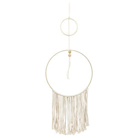 30" Metal Rings Wall Accent with Rope Tassels - Natural