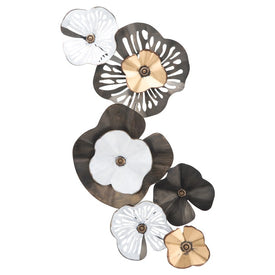 33" Metal Flowers Wall Decor - Black/Gold