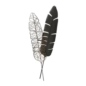 Metal 36" Feather Wall Decor - Black