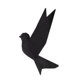 8" Polyresin Origami Bird Wall Decor - Black