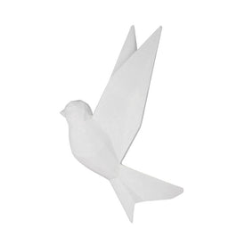 8" Polyresin Origami Bird Wall Decor - White