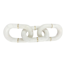 14" Marble Chain Links Decor - White