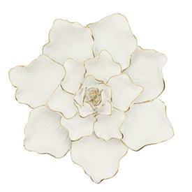 9" Polyresin Flower Wall Decor - White
