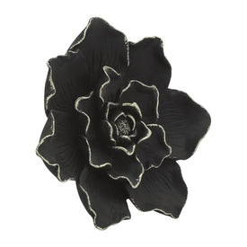 9" Polyresin Flower Wall Decor - Black