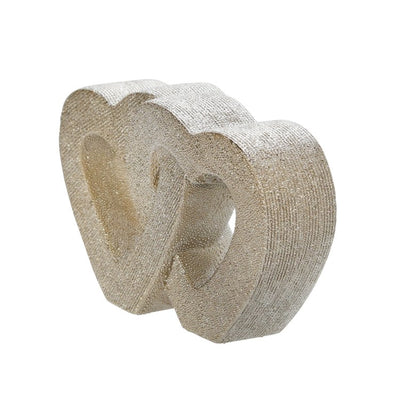 10" Ceramic Double Heart Sculpture - Champagne