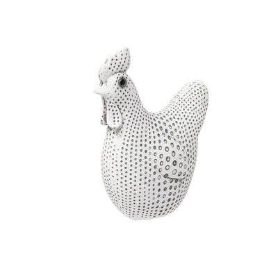 4.75" Spotted Polyresin Chicken - White