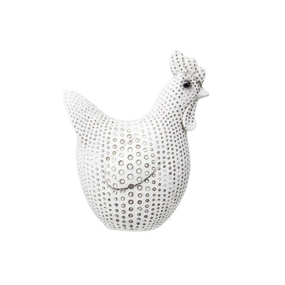 4.75" Spotted Polyresin Chicken - White