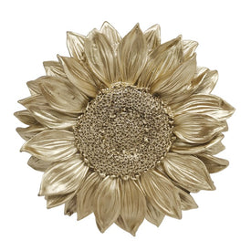 7" Polyresin Sunflower Wall Decor - Gold