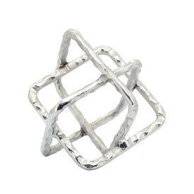 7" Metal Square Links Sculpture - Silver