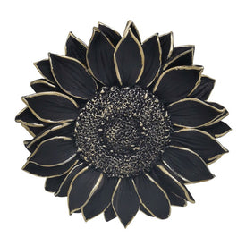 7" Polyresin Sunflower Wall Decor - Black