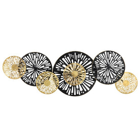 47" Metal Lilies Wall Decor - Black/Gold