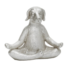 7" Polyresin Yoga Dog - Silver