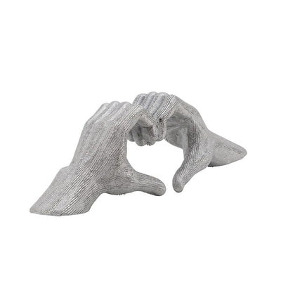Hands Forming Love Heart Sculpture - Silver