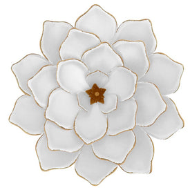20" Metal Multi-Layer Flower Wall Decor - White/Gold