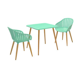 Nassau Outdoor Three-Piece Mint Eucalyptus Dining Set