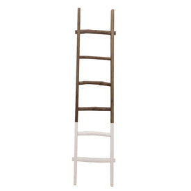 76" Two-Tone Decorative Wooden Ladder - White/Brown