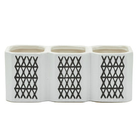 Three-Cup Pen Holder with X Design- Black