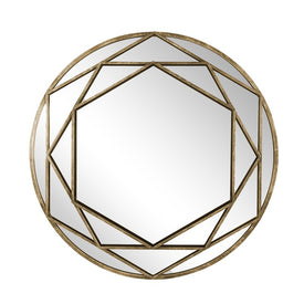 32" Geometric Rose Metal Frame Wall Mirror - Gold