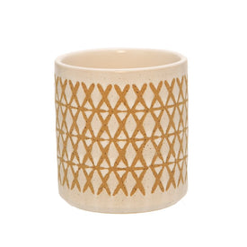 4" Ceramic X-Design Pen Holder - Sand