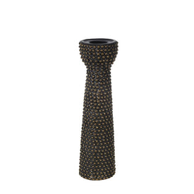14" Spiked Ceramic Candle Holder - Black/Gold