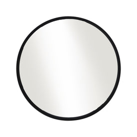 24" Round Metal-Framed Wall Mirror - Black