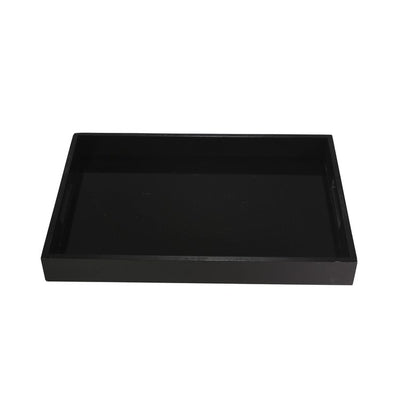 Rectangular Wood Tray with Glass Interior - Black