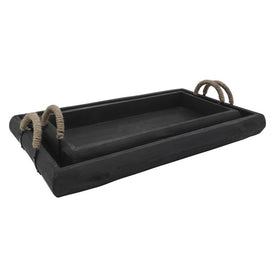 Rectangular Wood Trays Set of 2 - Black