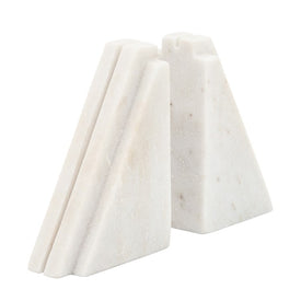 7" Tapered Marble Bookends Set of 2 - White