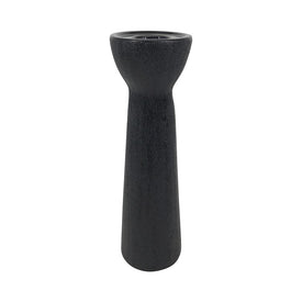 14" Beaded Ceramic Bead Candle Holder - Black