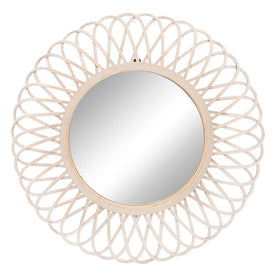 35" Wicker Daisy Mirror - Natural