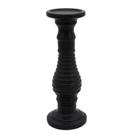 18" Textured Candle Holder - Black