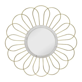 35" Metal Daisy Wall Mirror - Gold