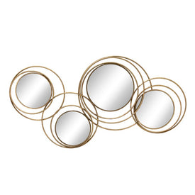 Metal Mirrored Loops Wall Decor - Gold