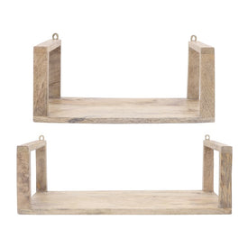 16"/21" Wood Wall Shelves Set of 2 - Brown