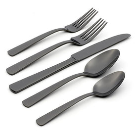 Aptitude Glossy Midnight Twenty-Piece Flatware Set, Service for 4