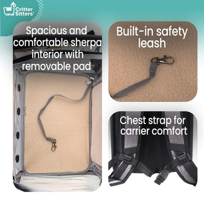 Expandable Pet Backpack for 22 Lbs. Dogs and Cats - Gray