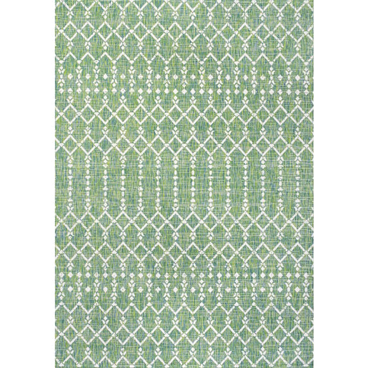 Ourika Moroccan Geometric Textured Weave 91" L x 63" W Indoor/Outdoor Area Rug - Green/Cream