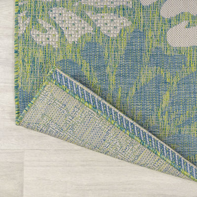 Zinnia Modern Floral Textured Weave 120" L x 93" W Indoor/Outdoor Area Rug - Cream/Green