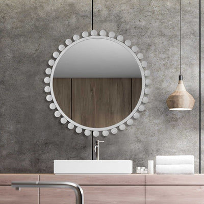Cyra Round Wall Mirror - White