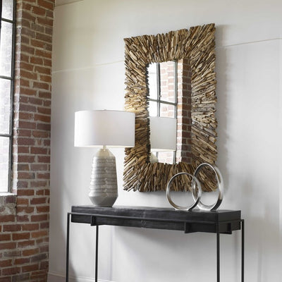 Teak Branch Rectangular Wall Mirror