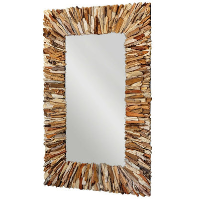 Teak Branch Rectangular Wall Mirror
