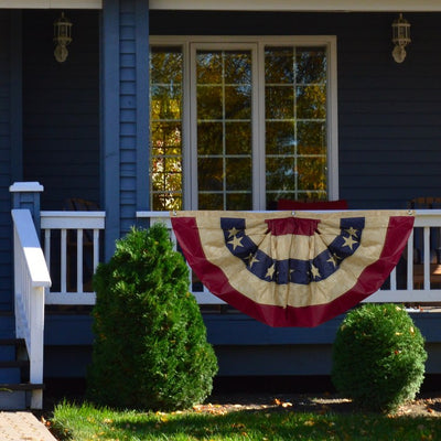 Patriotic Americana Tea-Stained 24" x 48" Pleated Bunting Flag