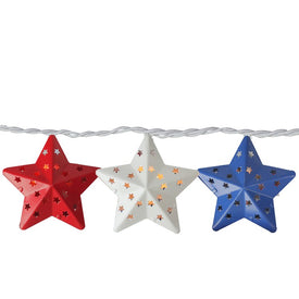 10-Count Red and Blue Fourth of July Star String Light Set with 7.25 Ft. White Wire